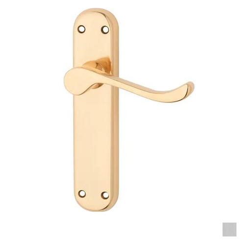 KR Lucas Pavtom Scroll Door Lever Handle on Milena Short Plate - Available in Polished Brass and Satin Chrome Finish