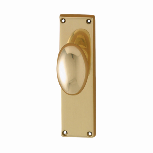 Restocking Soon: ETA Early January - KR Lucas Pavtom Oval Door Knob on Rectangular Short Plate Polished Brass 7507/0PB