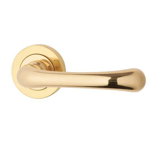 KR Lucas Pavtom Milena Door Lever Handle on Round Rose 50mm Polished Brass 8109PB