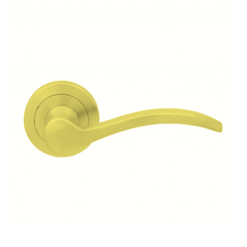 KR Lucas Pavtom Lolita Door Lever Handle on Round Rose 50mm Polished Brass 8209PB