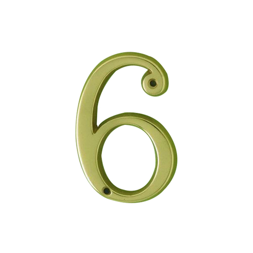 Pavtom House Number 6 Polished Brass 80mm Height 9001-PB-6