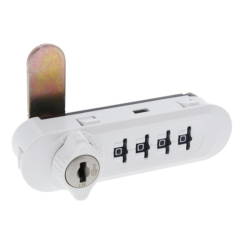 Restocking Soon: ETA Mid September - Cyberlock 4-Dial Combination Lock Right Hand White For Lockers 4DIALCLHRHN-WH-001