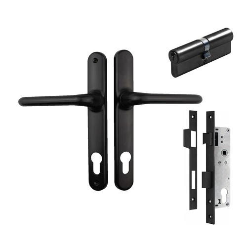 Interlock Door Lock Pack with Mortice Lock Verona Lever Black with Euro Cylinder