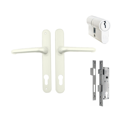 Interlock Door Lock Pack with Mortice Lock Verona Lever White with Euro Cylinder