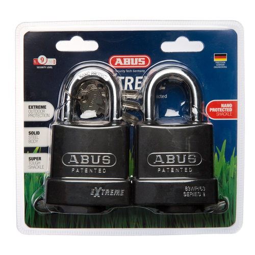 Abus Extreme Series Weatherproof Padlock Twin Pack Keyed Alike Matt Black 83WP63NTWINSC