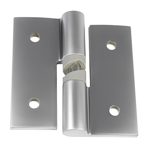 Metlam Gravity Hinge Hold Open Left Hand Visible Bolt Through Satin Chrome 106B_LHHO_SCP