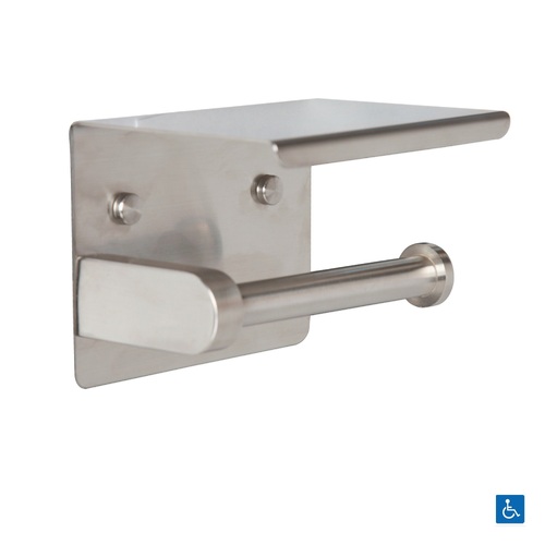 Metlam Single Toilet Roll Holder with Shelf Top Polished Stainless Steel ML268_TRH_PSS