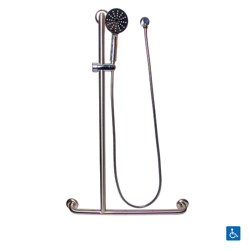 Metlam Offset Shower and Grab Rail Kit Left Hand Satin Stainless Steel ML_SK107_SS