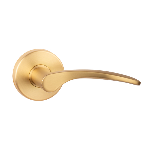 N2lok Curva Door Lever Handle on Round Rose Passage 60mm Box Pack Satin Brass 545CUSBBP