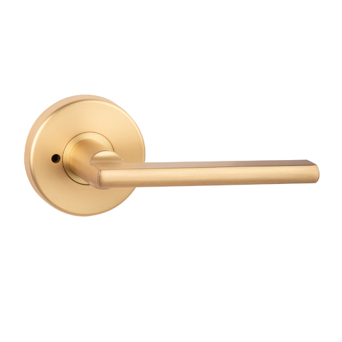 N2lok Decorus Door Lever Privacy Set on Round Rose Box Pack Satin Brass 555 DE SB BP