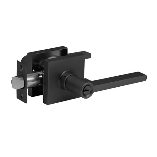 N2lok Decorus Door Lever on Square Rose Entrance Set Box Pack Matt Black 565S DE MB BP