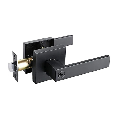 N2lok Vitus Door Lever on Square Rose Entrance Set Clear Pack Matt Black 565S VI MB CP