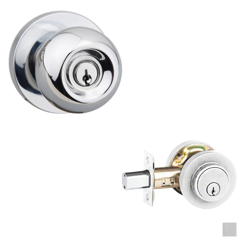 N2lok Pila Door Knob on Round Rose Combo Set - Available in Various Finishes