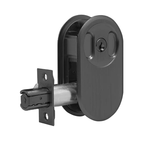 N2lok Lockable Cavity Sliding Door Lock Round Box Pack Matt Black 66RPDLMBBP