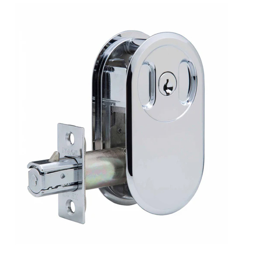 N2lok Lockable Cavity Sliding Door Lock Round Box Pack Polished Chrome 66RPDLPCBP