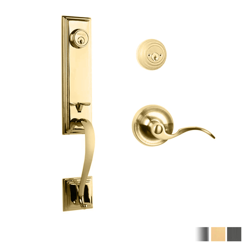 N2lok Seine Door Handle Double Cylinder with Flutto Lever Entrance Set Box Pack - Available in Various Finishes