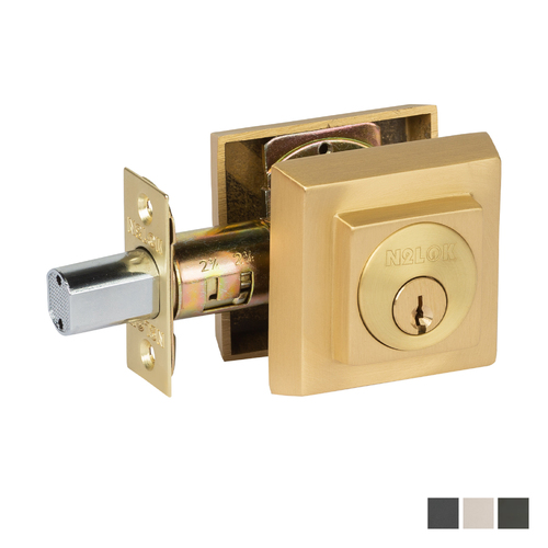 N2Lok Forged Brass Deadbolt Square Double Cylinder - Available in Various Finishes