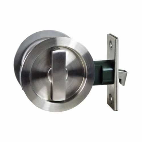 Nidus Round Sliding Cavity Door Lock Snib on Both Sides with Edge Pull Satin Stainless Steel SCD-SN2-RD-SS