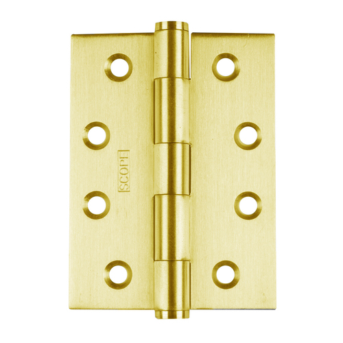 Scope Brass Butt Hinge Fixed Pin 100x76x3mm Polished Brass DHS100FPB