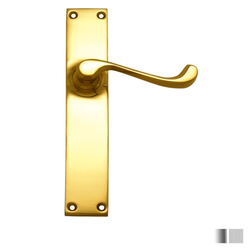 Superior Brass Door Lever Handle on Rectangular Backplate - Available in Various Finishes