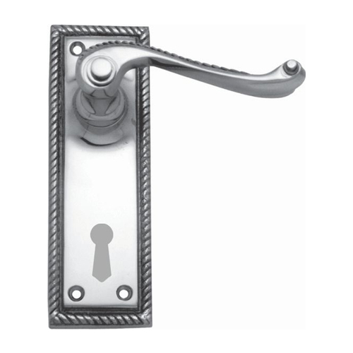 Superior Brass Georgian Door Lever Bitkey Hole 150mm Polished Chrome 34057K