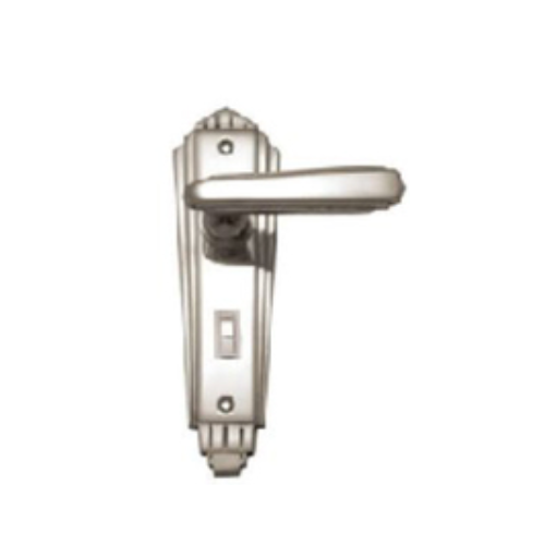 Restocking Soon: ETA End September - Superior Brass Art Deco Lever on Plate Privacy Lock Polished Chrome 34100P