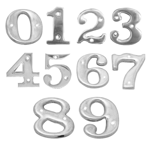 Austyle Contemporary Numeral 0-9 -Polished Stainless Steel - Available in Various Finishes and Sizes