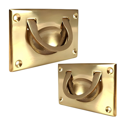 Superior Brass Military Chest Flush Pull Handle 90mm Polished Brass 4018