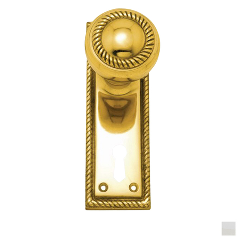 Superior Brass Georgian Door Knob on Plate Bitkey Hole - Available in Various Finishes