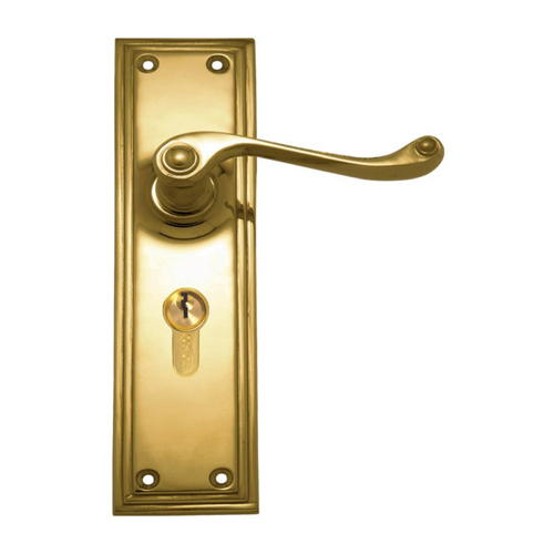 Superior Brass Heritage Door Lever Double Step Plate Entrance Set 47.6mm Polished Brass 4084A