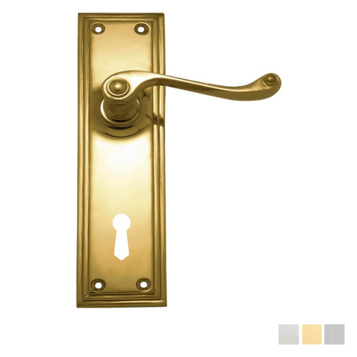 Superior Brass Heritage Door Lever Double Step Plate Bitkey Hole - Available in Various Finishes