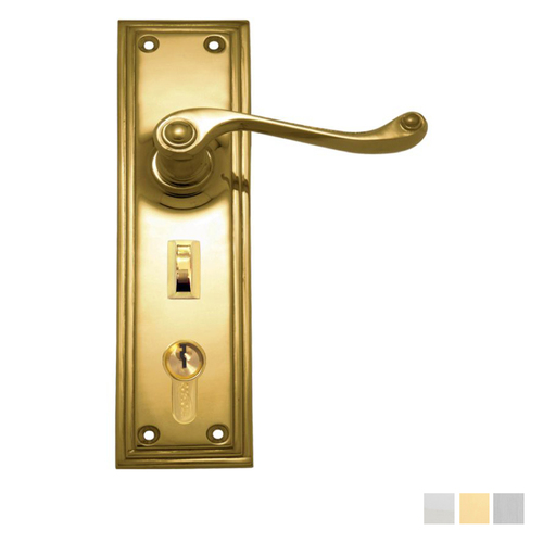 Superior Brass Heritage Door Lever Double Step Plate Entrance Set with Privacy Lock