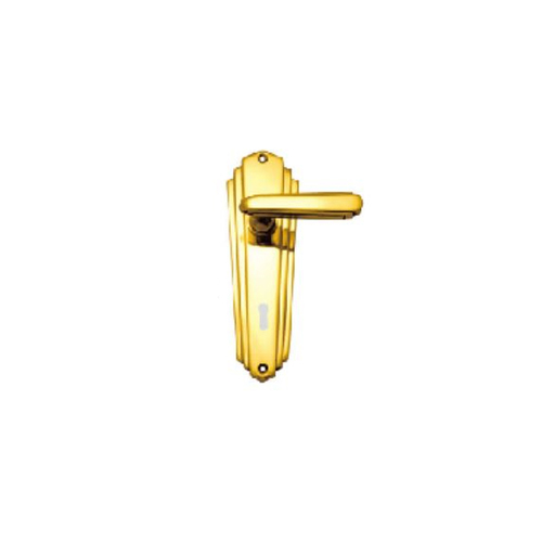 Restocking Soon: ETA Mid November - Superior Brass Art Deco Lever on Plate 57mm Skeleton Key Polished Brass 4100K