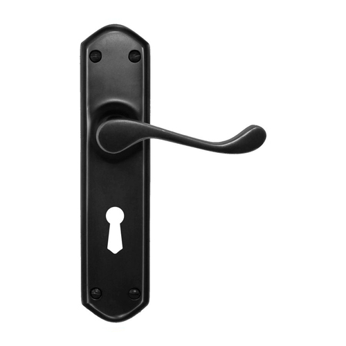 Superior Brass Victorian Design 2 Door Lever Bitkey Hole 57mm Matt Black 54176K