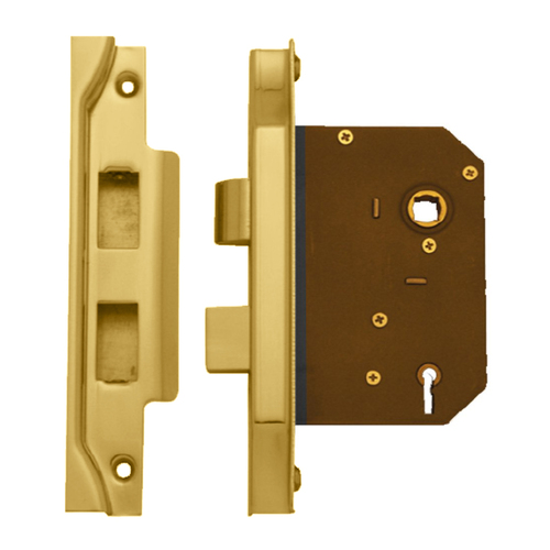 Austyle Rebated Mortice Lock 3 Lever 45mm Polished Brass 9047