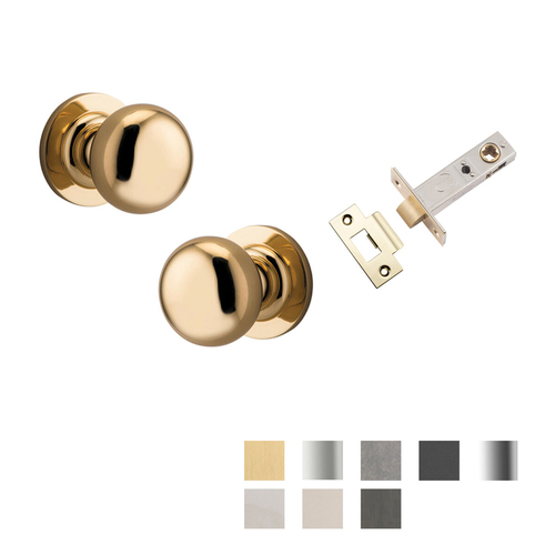 Iver Cambridge Door Knob on Round Rose Passage Kit - Available in Various Finishes