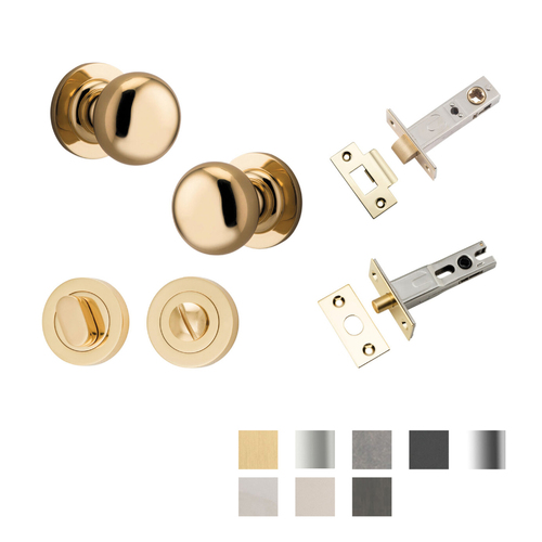 Iver Cambridge Door Knob on Round Rose Privacy Kit - Available in Various Finishes