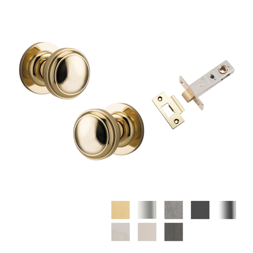 Iver Paddington Door Knob on Round Rose Passage Kit - Available in Various Finishes