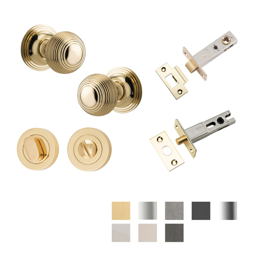 Iver Guildford Door Knob on Round Rose Privacy Kit - Available in Various Finishes