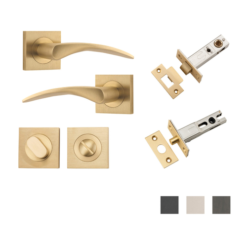 Iver Oxford Door Lever Handle on Square Rose Privacy Kit - Available in Various Finishes