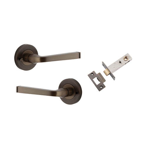 Iver Annecy Lever Handle on Round Rose Inbuilt Privacy Signature Brass 0321KIBPRIV60