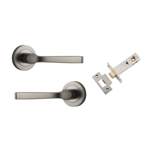 Iver Annecy Door Lever on Round Rose Passage Kit Satin Nickel 0329KPASS60