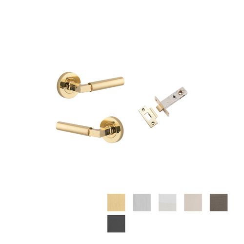 Iver Berlin Door Lever on Round Rose Inbuilt Privacy Kit 60mm Backset - Available in Various Finishes