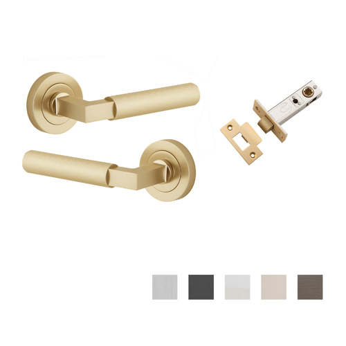 Iver Brunswick Door Lever Handle on Round Rose Passage Kit - Available in Various Finishes