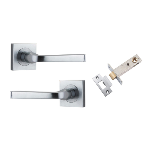 Iver Annecy Door Lever on Square Rose Passage Kit Brushed Chrome 0395KPASS60