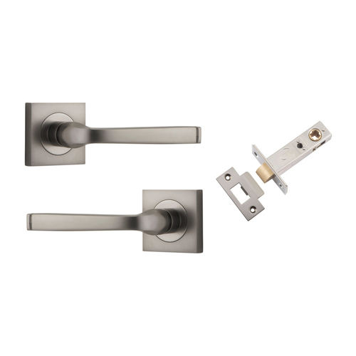 Iver Annecy Door Lever on Square Rose Passage Kit Satin Nickel 0399KPASS60