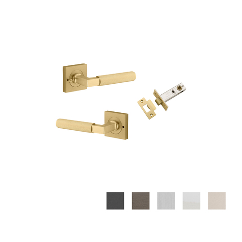 Iver Brunswick Door Lever on Square Rose Inbuilt Privacy Kit 60mm Backset