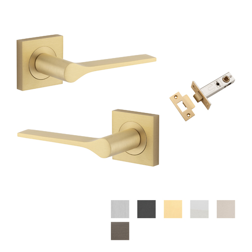 Iver Como Door Lever Handle on Square Rose Passage Kit - Available in Various Finishes