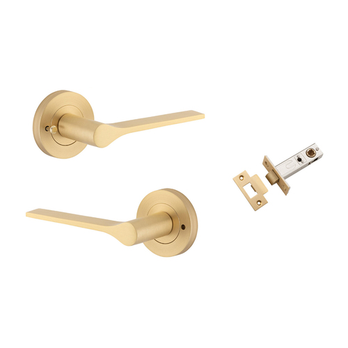 Iver Como Door Lever on Round Rose Inbuilt Privacy Kit Brushed Brass 0455KIBPRIV60