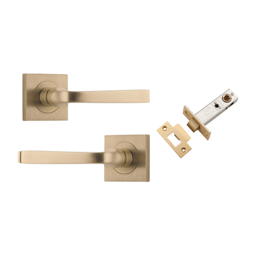 Iver Annecy Door Lever on Square Rose Passage Kit Brushed Brass 0462KPASS60